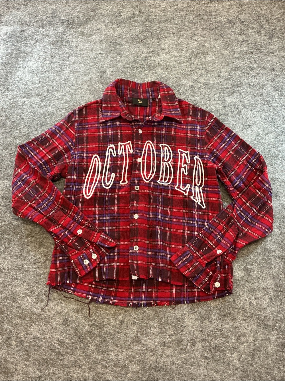 OVO Red Plaid 'OCTOBER' Button-Up Shirt Size XS